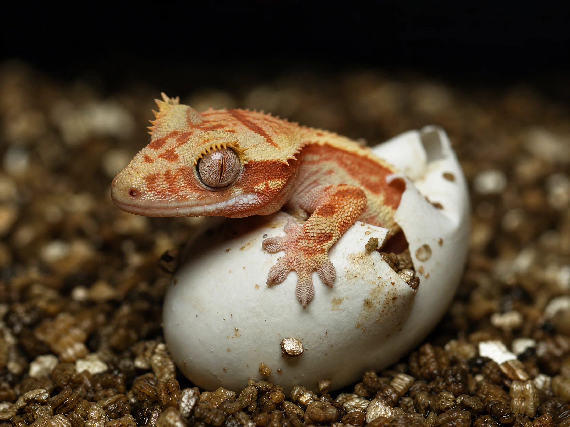睫‌角守宫红‌焰品系‌幼‌体破壳瞬间